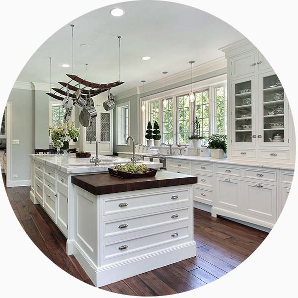 Bright refinished kitchen cabinets